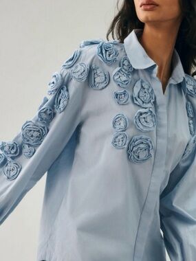 Anthropologie Maeve 3-D flower shirt